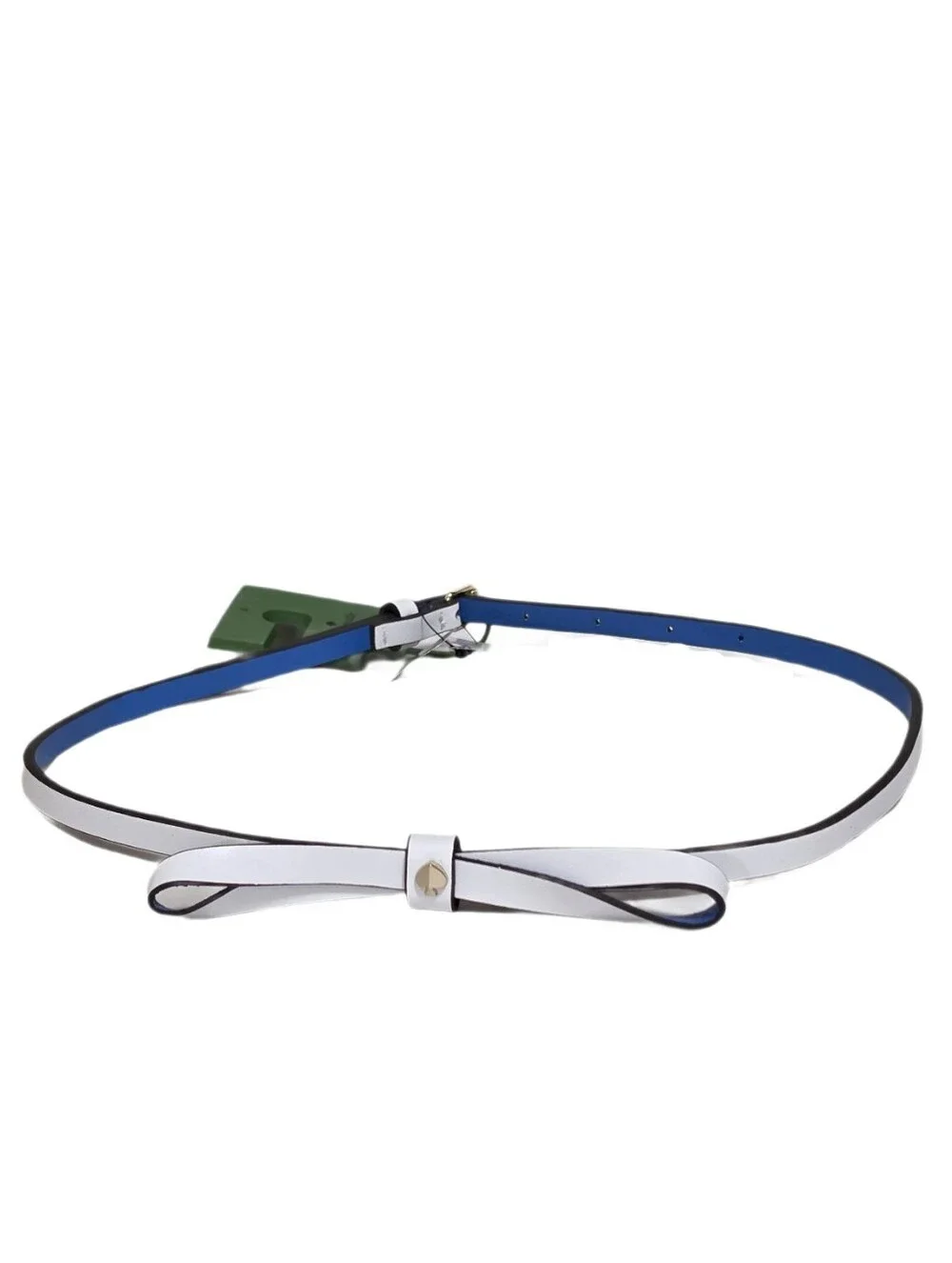 Kate Spade New York Colorblock Bow Belt Leather White/Blue Size Small